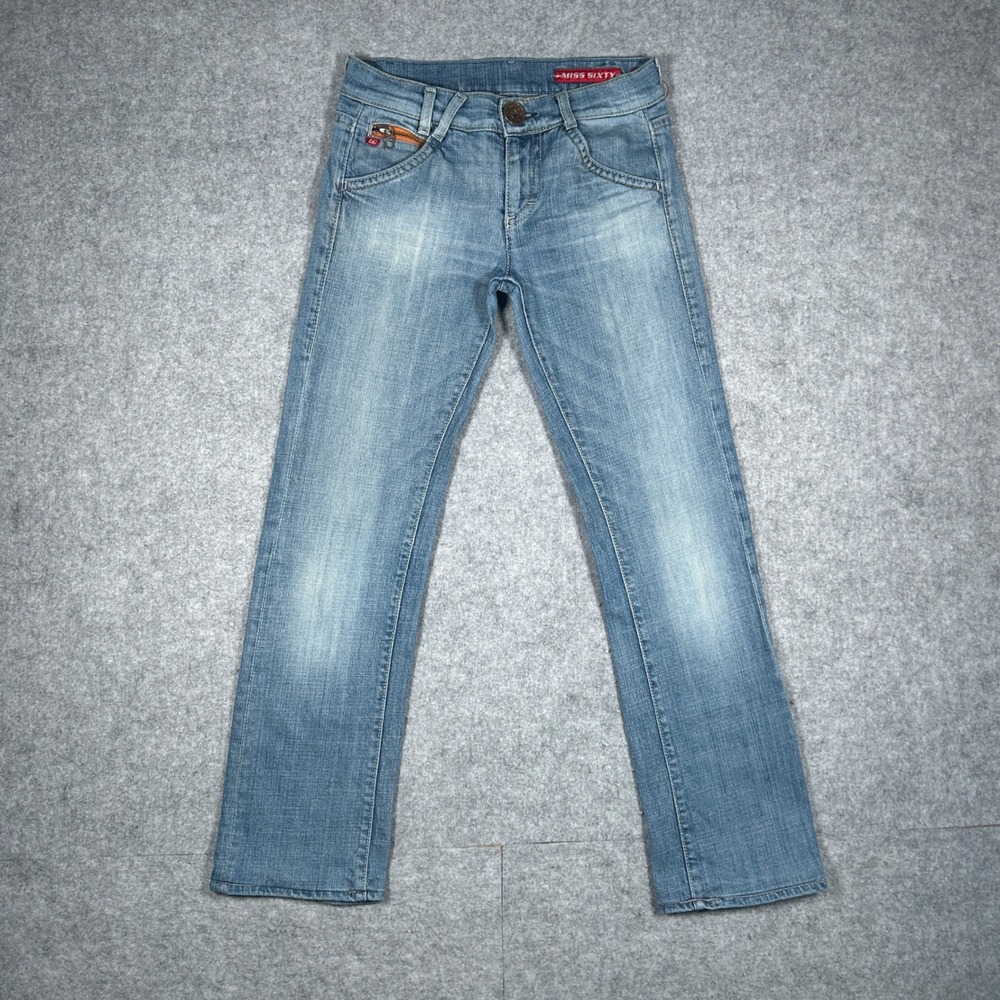 Miss Sixty Big Ty denim jeans womens 25(28x27.5) Blue Y2K low rise flare bootcut